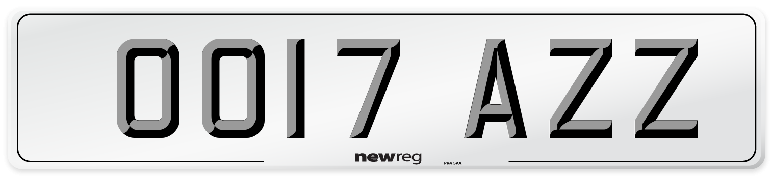 OO17 AZZ Number Plate from New Reg